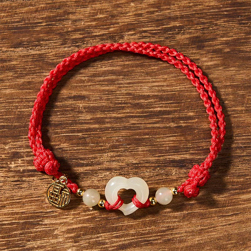 Buddha Stones Hetian Jade Herzring Fu Charakter Schutzarmband - image 2
