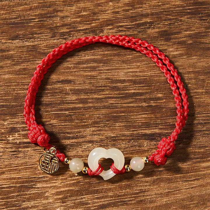 Buddha Stones Hetian Jade Herzring Fu Charakter Schutzarmband - image 2