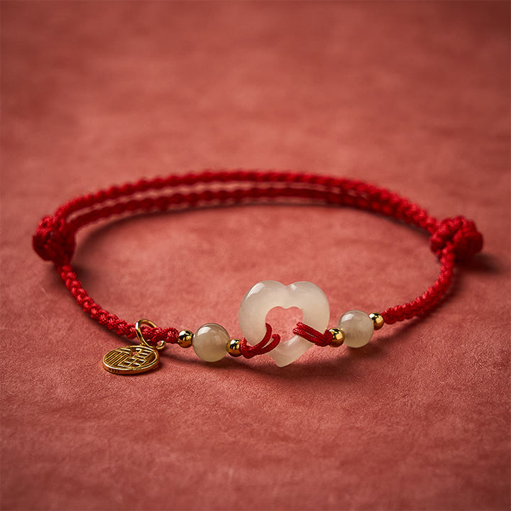 Buddha Stones Hetian Jade Herzring Fu Charakter Schutzarmband - image 1
