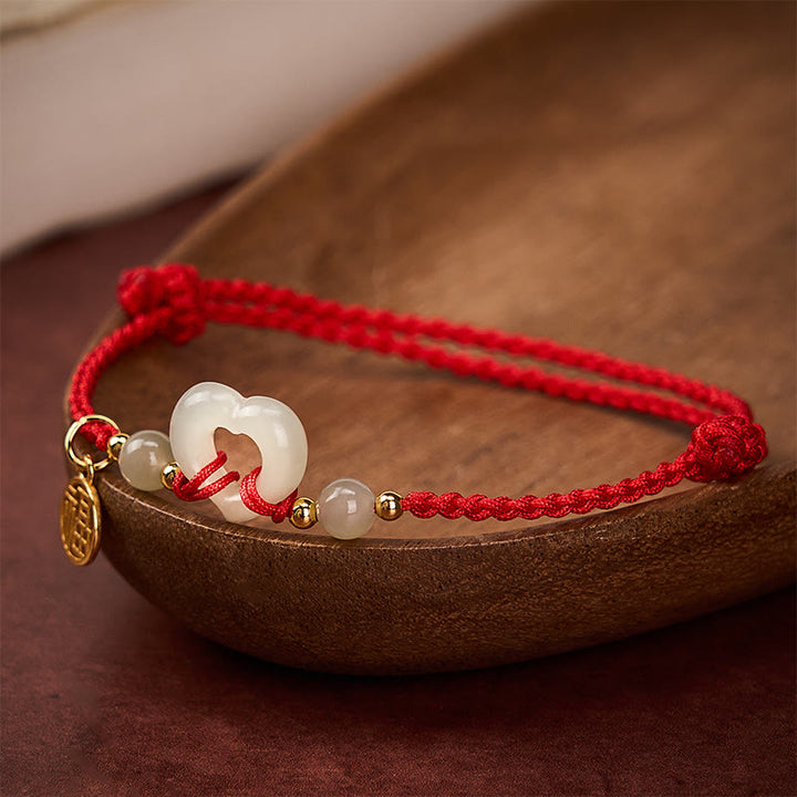 Buddha Stones Hetian Jade Herzring Fu Charakter Schutzarmband - image 3