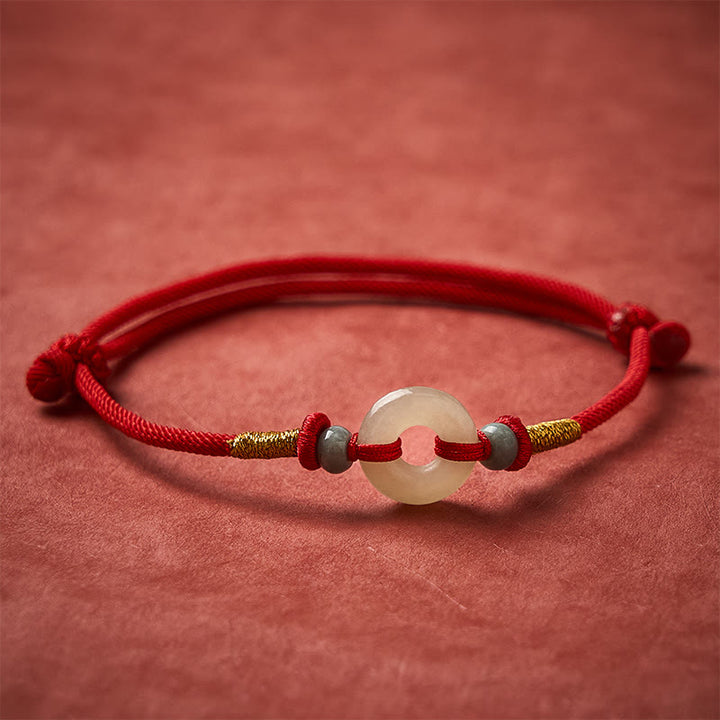 Buddha Stones Hetian Jade Friedensschnalle Schutz Rotes Band Armband - image 2