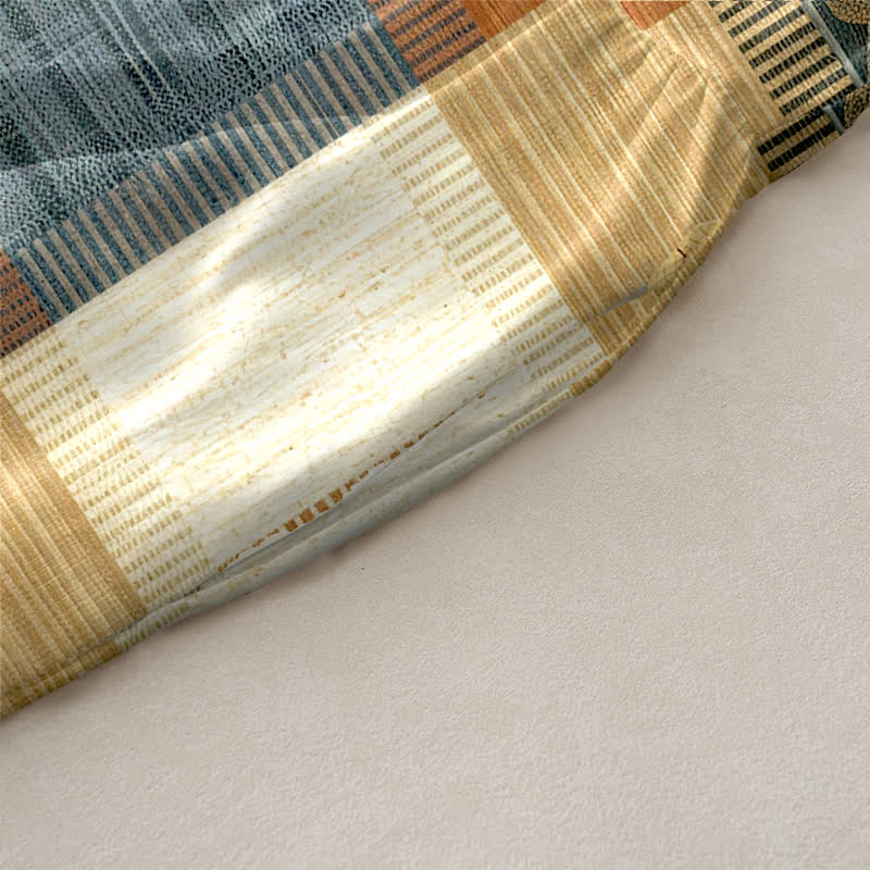 Buddha Stones Lässiges, ärmelloses Midikleid für Damen mit Patchwork-Blatt- und geometrischem Muster sowie Taschen - image 2