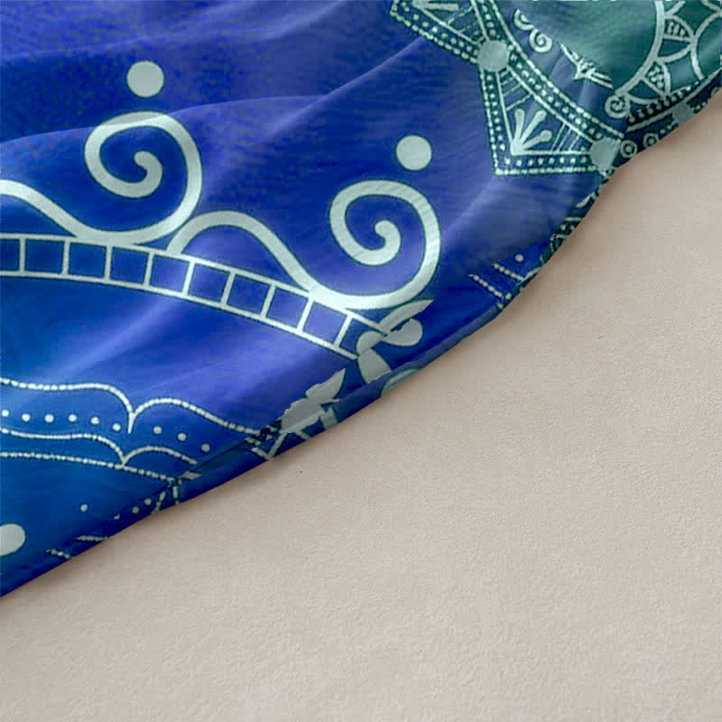 Buddha Stones Lässiges Sommerkleid im Boho-Stil mit Mandala-Ombré-Muster, ärmellos, Midi-Länge und Taschen - image 2