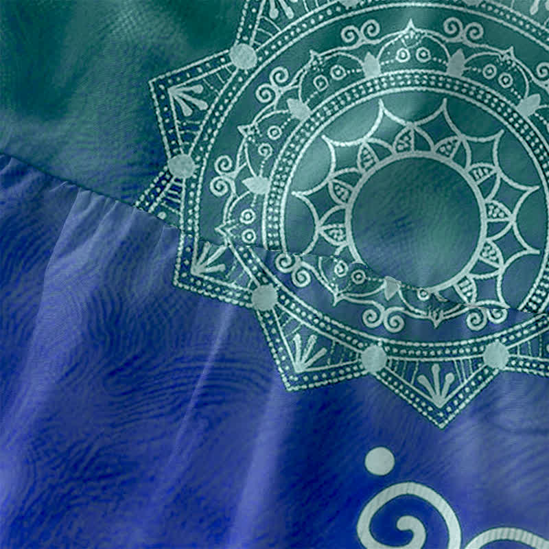 Buddha Stones Lässiges Sommerkleid im Boho-Stil mit Mandala-Ombré-Muster, ärmellos, Midi-Länge und Taschen - image 1