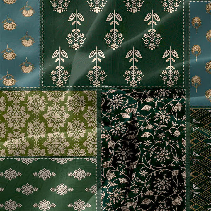 Buddha Stones Lässiges, sommerliches Damen-Midikleid im Vintage-Stil mit Patchwork-Blumen- und Blättermuster, ärmellos und mit Taschen - image 3