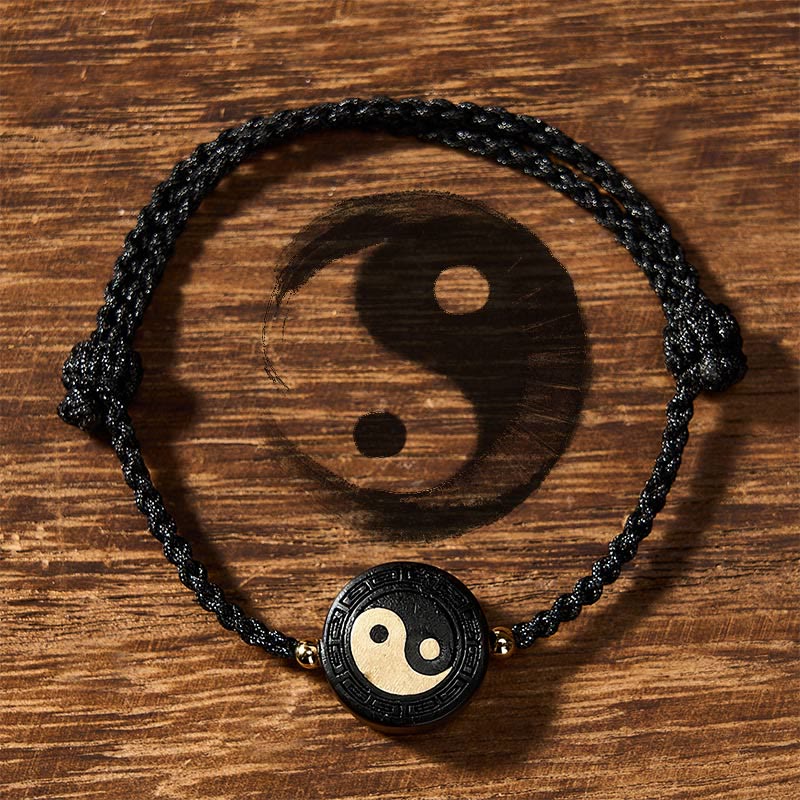 Buddha Stones Armband aus Ebenholz mit Bagua-Symbol und roter Schnur - Schwarz - Bagua (Harmonie ♥ Energie) - image 10