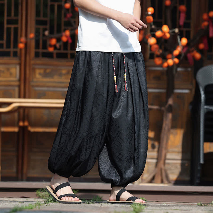Buddha Stones Lässige Sommer-Haremshosen im Boho-Stil mit abstraktem Muster für Herren - Schwarz - US/ UK/AU46, EU56 (5XL) - image 9
