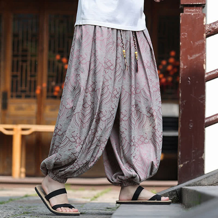 Buddha Stones Lässige Sommer-Haremshosen im Boho-Stil mit abstraktem Muster für Herren - image 3