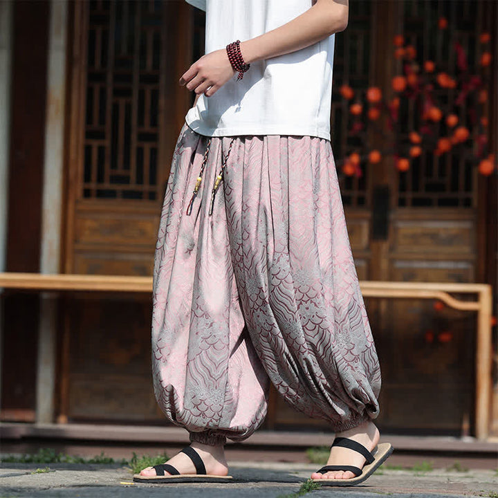 Buddha Stones Lässige Sommer-Haremshosen im Boho-Stil mit abstraktem Muster für Herren - Distel - US/ UK/AU46, EU56 (5XL) - image 0
