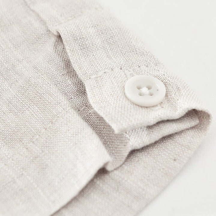 Buddha Stones Sommerliches, lässiges, minimalistisches Herren-T-Shirt aus einfarbigem Leinen mit Rundhalsausschnitt und kurzen Ärmeln - image 7