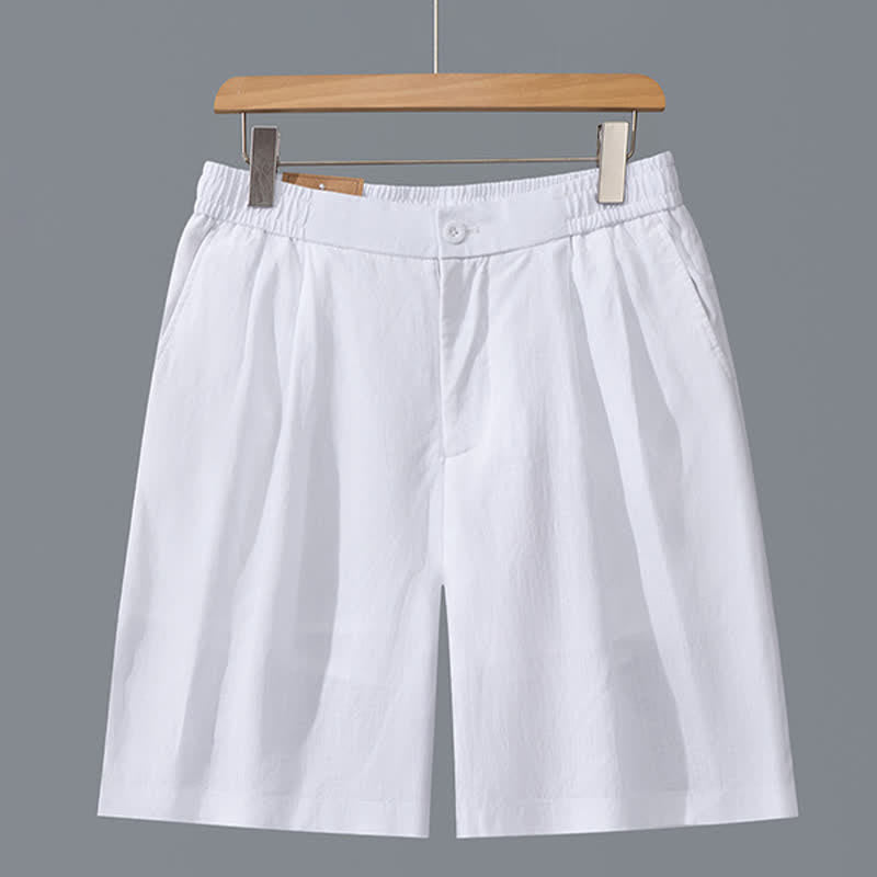 Buddha Stones Lässige, minimalistische Herrenshorts mit Reißverschluss und Taschen im Sommer-Look, einfarbig, mit Taschen - Weiß - US/ UK/AU42, EU52 (3XL) - image 14