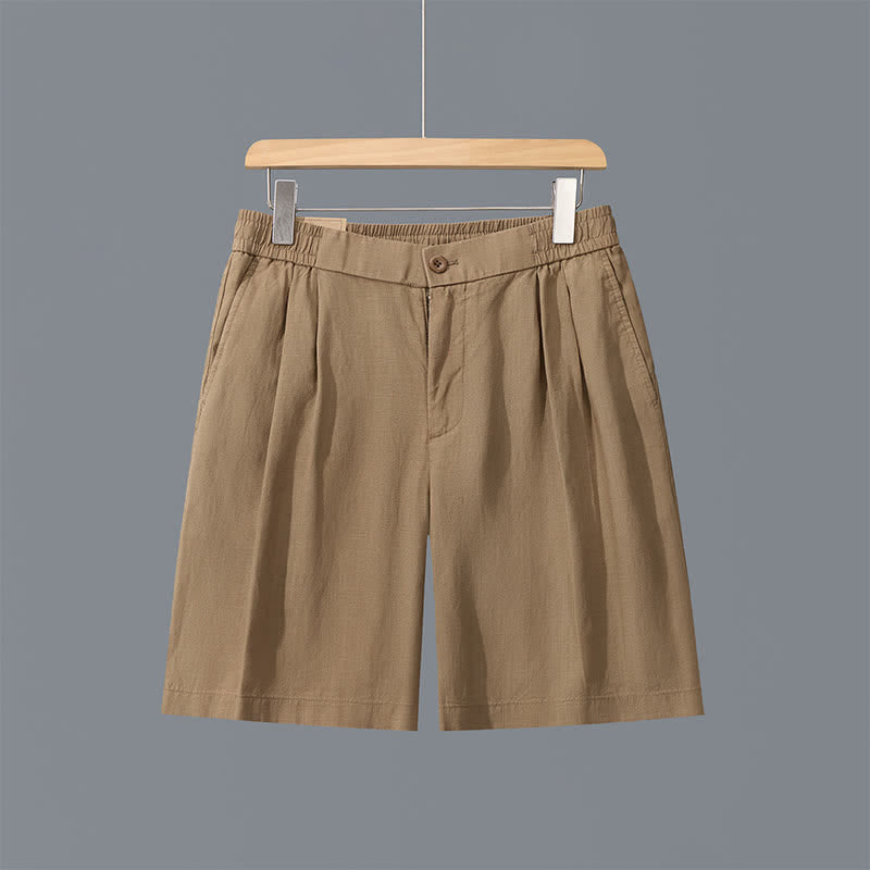 Buddha Stones Lässige, minimalistische Herrenshorts mit Reißverschluss und Taschen im Sommer-Look, einfarbig, mit Taschen - Bräunen - US/ UK/AU42, EU52 (3XL) - image 0