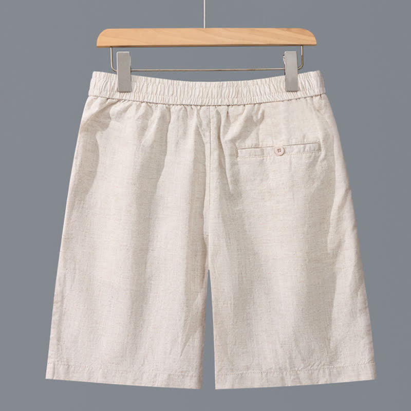Buddha Stones Lässige, minimalistische Herrenshorts mit Reißverschluss und Taschen im Sommer-Look, einfarbig, mit Taschen - Leinen - US/ UK/AU42, EU52 (3XL) - image 2
