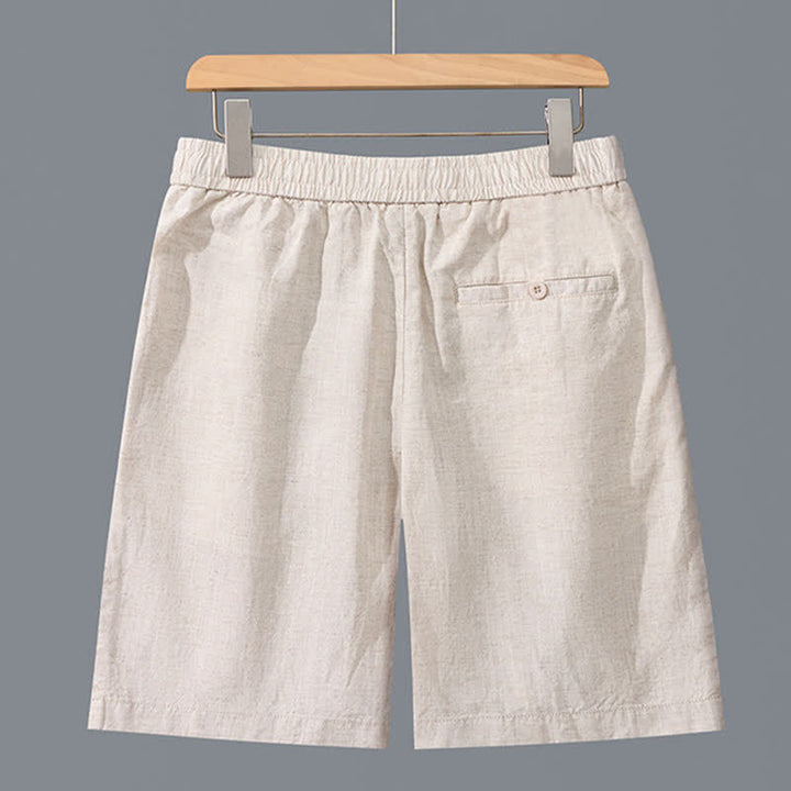 Buddha Stones Lässige, minimalistische Herrenshorts mit Reißverschluss und Taschen im Sommer-Look, einfarbig, mit Taschen - Leinen - US/ UK/AU42, EU52 (3XL) - image 2