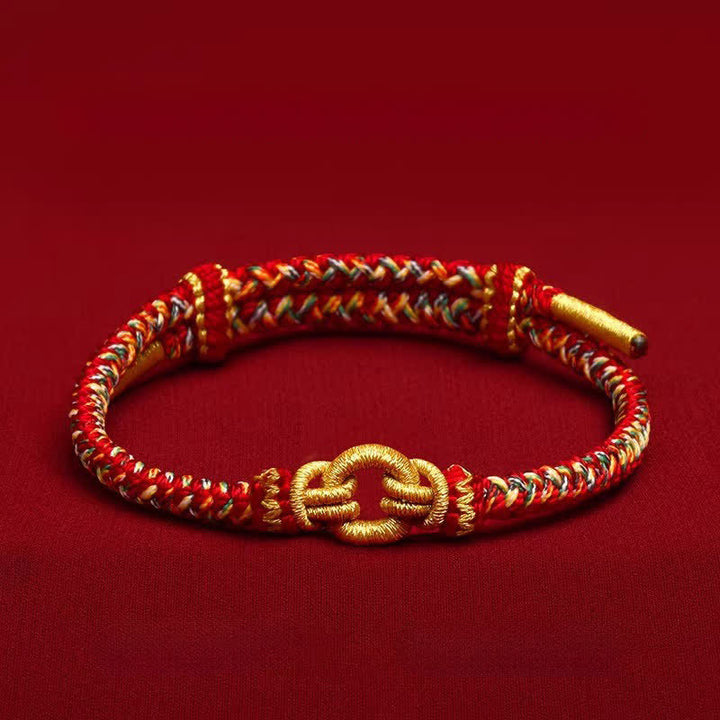 Buddha Stones Rotes Armband mit geflochtenem Knoten und chinesischen Tierkreiszeichen - Ochse und Tiger - Handgelenkumfang: 14–20 cm - image 12