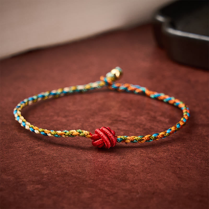 Buddha Stones Handgewebtes, farbenfrohes rotes Schutzarmband - image 4