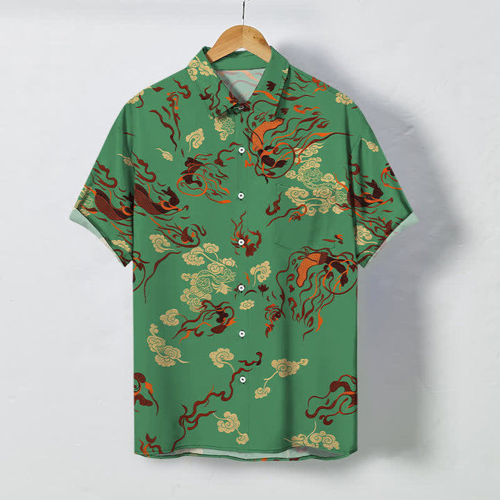Buddha Stones Atmungsaktives Herren-Kurzarmhemd mit abstraktem, erdfarbenem Wirbelmuster und Knöpfen - SeaGreen - US/ UK/AU48, EU58 (4XL) - image 7