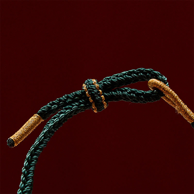 Buddha Stones Handgewebtes rotes Armband mit Pfirsichblüten und Sonnenblumenmotiv – Glücksbringer - image 9