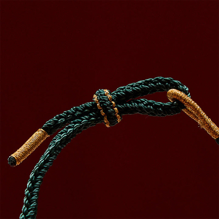 Buddha Stones Handgewebtes rotes Armband mit Pfirsichblüten und Sonnenblumenmotiv – Glücksbringer - image 9