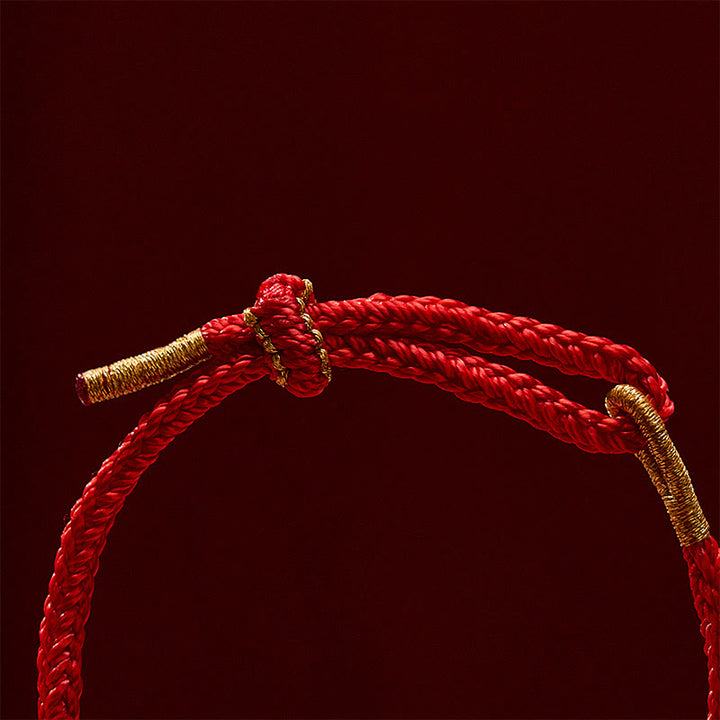 Buddha Stones Handgewebtes rotes Armband mit Pfirsichblüten und Sonnenblumenmotiv – Glücksbringer - image 19