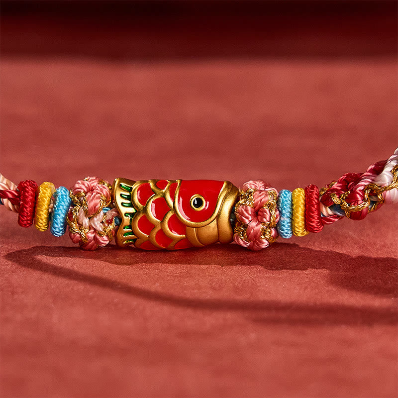 Buddha Stones Handgewebtes Seilarmband mit Pfirsichblütenmotiv und Koi-Fisch-Erfolgssymbol - image 12
