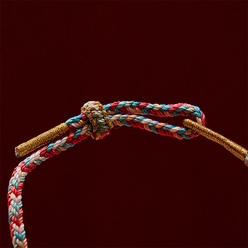 Buddha Stones Handgewebtes Seilarmband mit Pfirsichblütenmotiv und Koi-Fisch-Erfolgssymbol - image 13