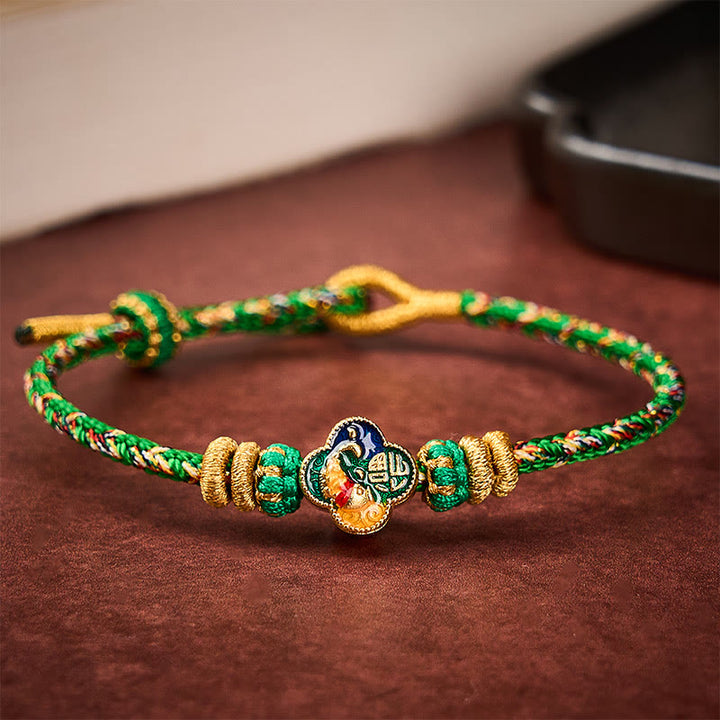 Buddha Stones Handgewebtes Seilarmband mit Koi-Fisch-Motiv und Fu-Zeichen - image 2