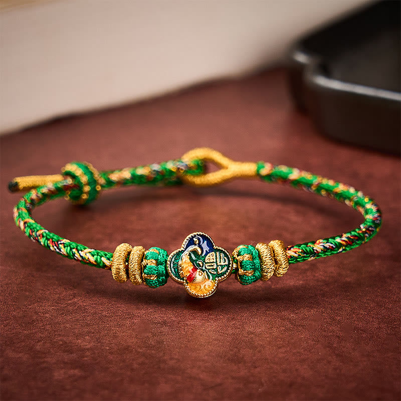 Buddha Stones Handgewebtes Seilarmband mit Koi-Fisch-Motiv und Fu-Zeichen - image 2