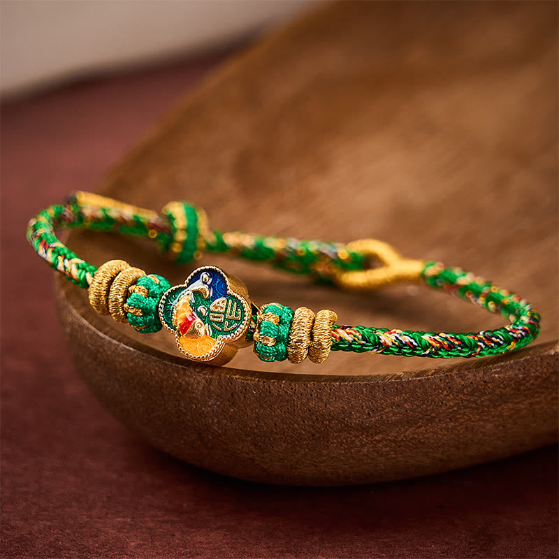 Buddha Stones Handgewebtes Seilarmband mit Koi-Fisch-Motiv und Fu-Zeichen - Grün (Handgelenkumfang: 14-19 cm) - image 0