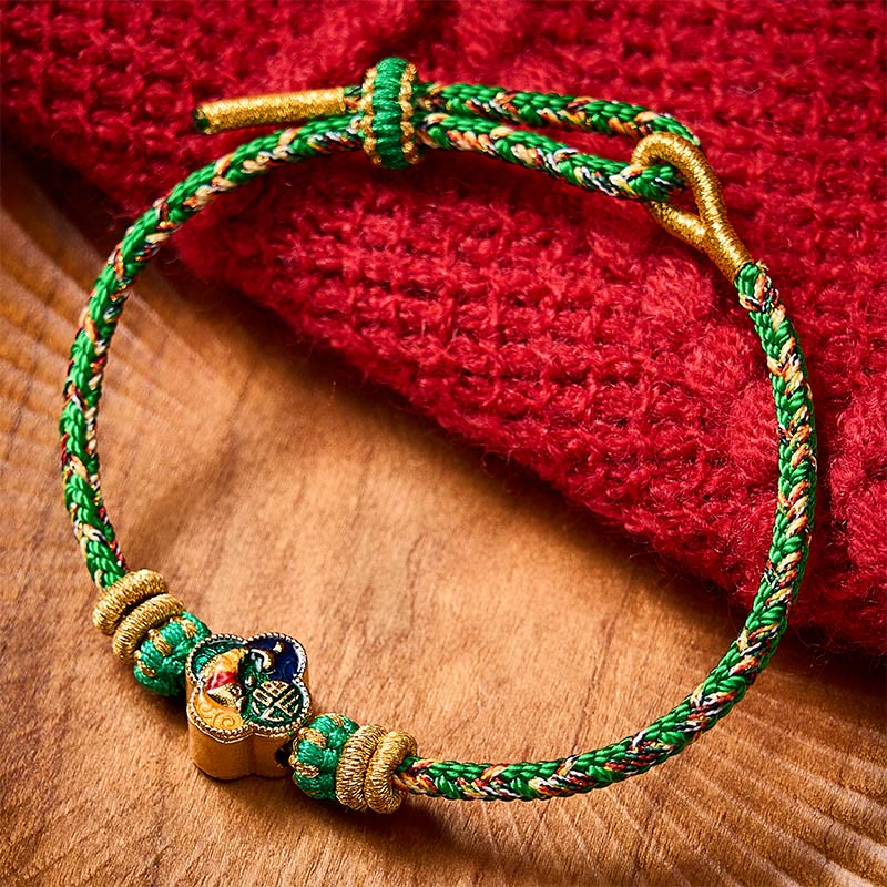 Buddha Stones Handgewebtes Seilarmband mit Koi-Fisch-Motiv und Fu-Zeichen - image 1