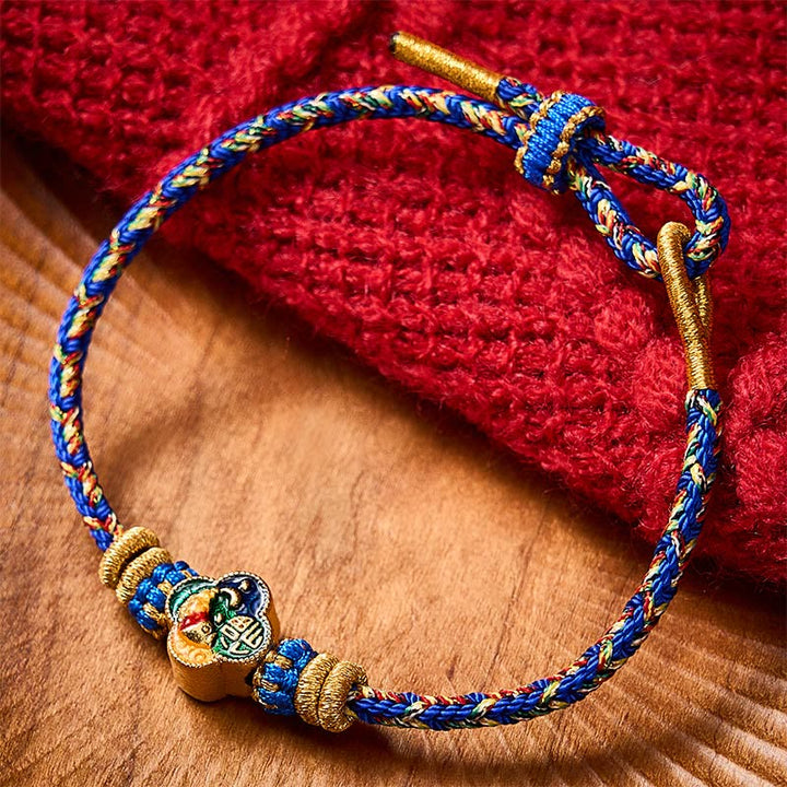 Buddha Stones Handgewebtes Seilarmband mit Koi-Fisch-Motiv und Fu-Zeichen - Blau (Handgelenkumfang: 14-19 cm) - image 16
