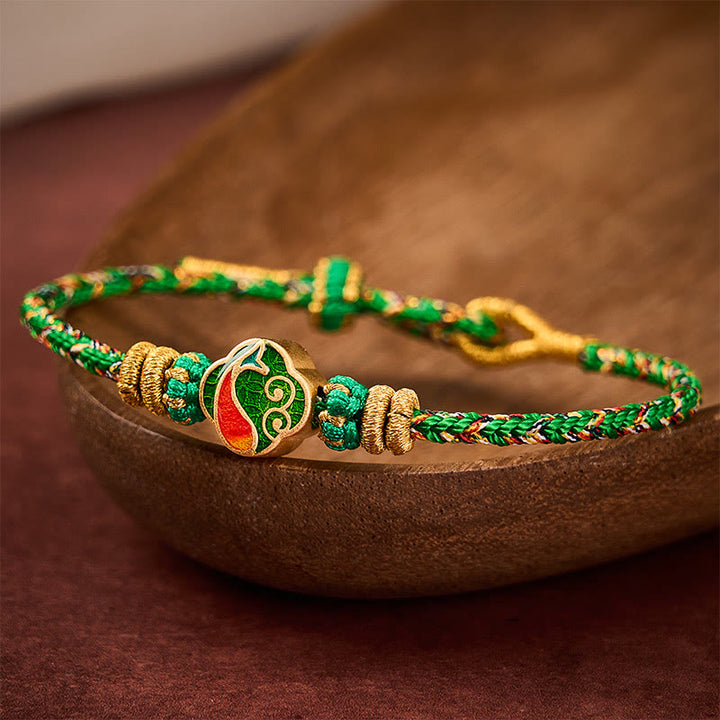 Buddha Stones Handgewebtes Armband aus Seil mit Koi-Fisch-Motiv - Grün (Handgelenkumfang: 14-19 cm) - image 0