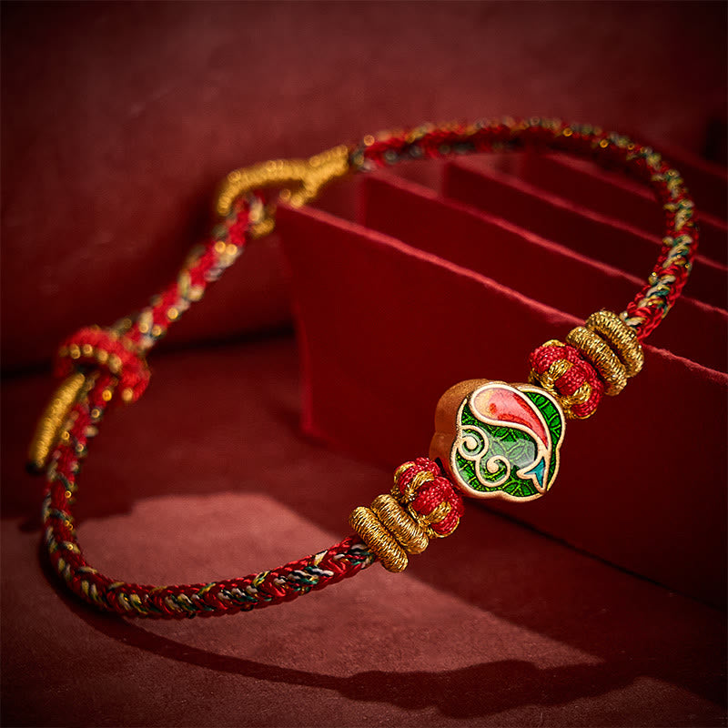 Buddha Stones Handgewebtes Armband aus Seil mit Koi-Fisch-Motiv - Rot (Handgelenkumfang: 14-19 cm) - image 13