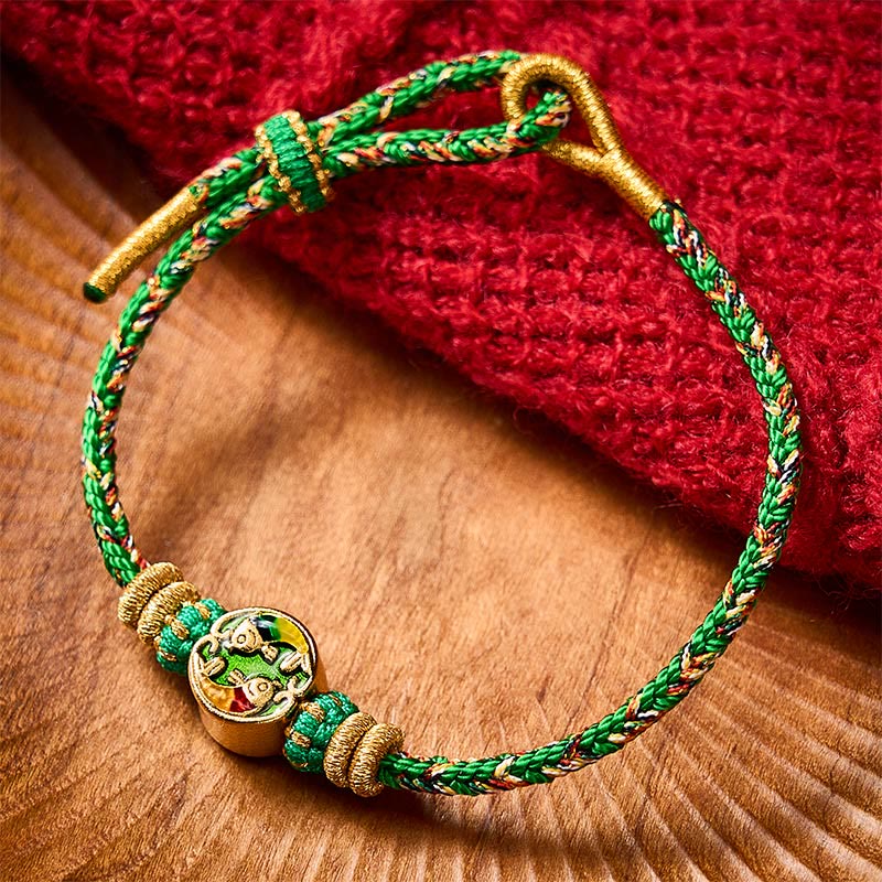 Buddha Stones Handgewebtes Armband aus doppeltem Koi-Fisch-Schutzseil - image 1