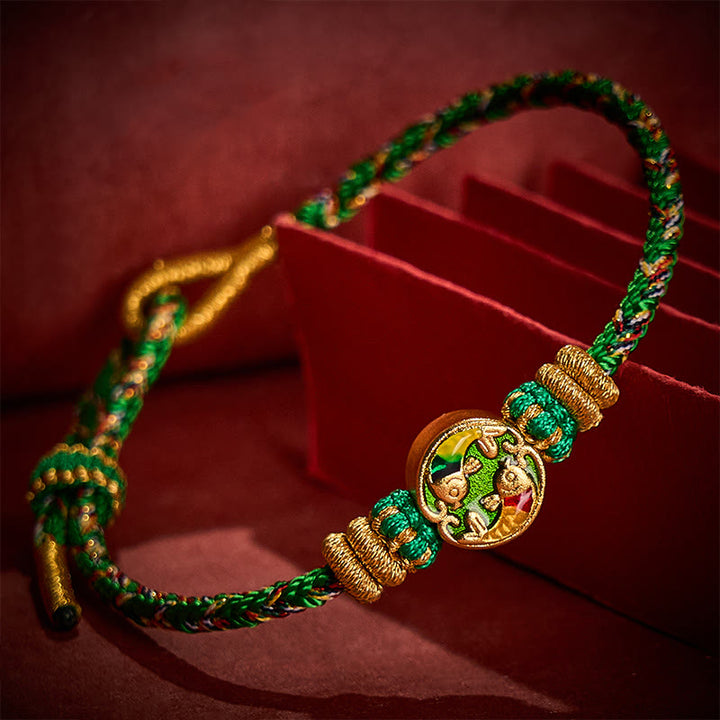 Buddha Stones Handgewebtes Armband aus doppeltem Koi-Fisch-Schutzseil - Grün (Handgelenkumfang: 14-19 cm) - image 0