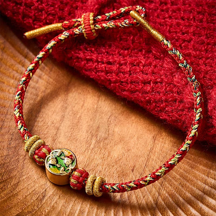 Buddha Stones Handgewebtes Armband aus doppeltem Koi-Fisch-Schutzseil - Rot (Handgelenkumfang: 14-19 cm) - image 13