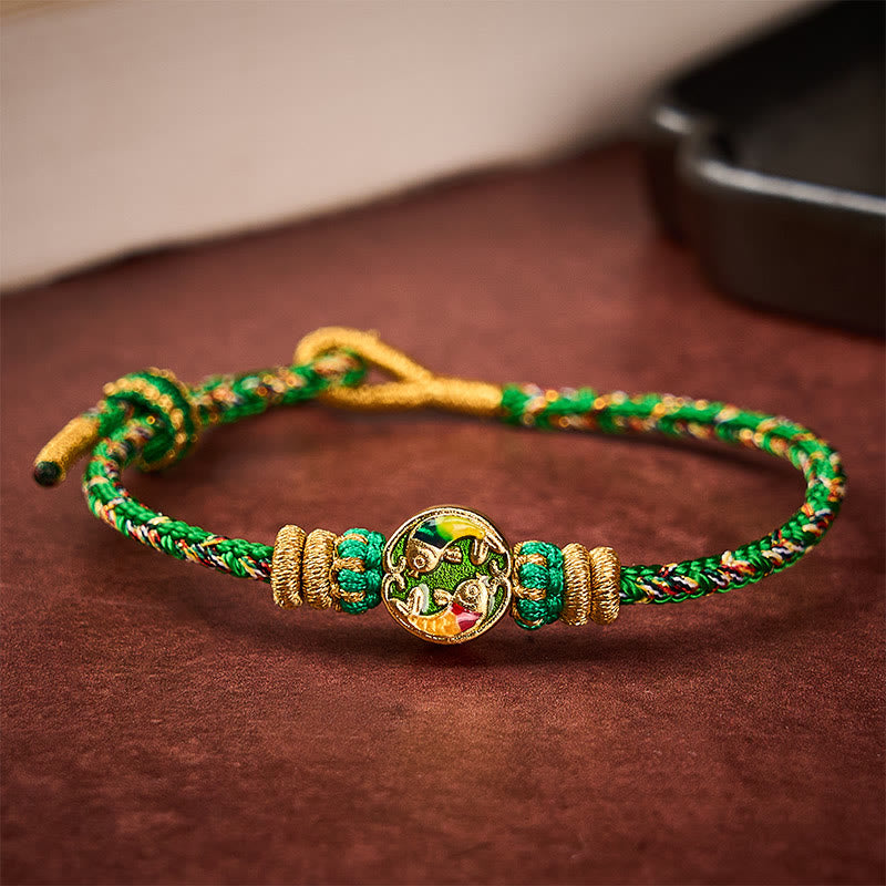 Buddha Stones Handgewebtes Armband aus doppeltem Koi-Fisch-Schutzseil - image 2