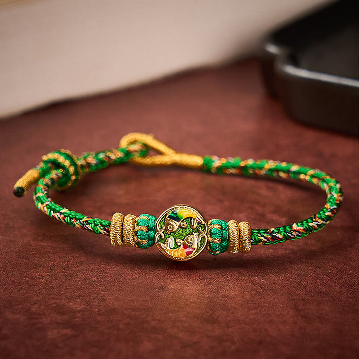 Buddha Stones Handgewebtes Armband aus doppeltem Koi-Fisch-Schutzseil - image 2