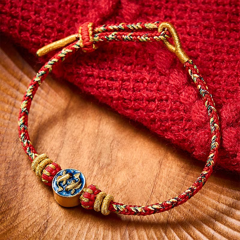 Buddha Stones Handgewebtes Armband aus doppeltem goldenem Koi-Fisch-Seil - Rot (Handgelenkumfang: 14-19 cm) - image 14