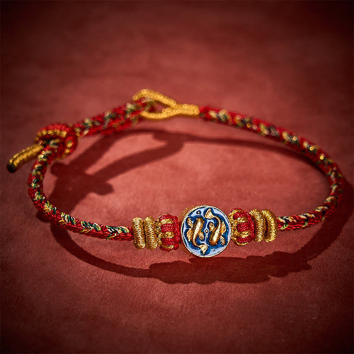Buddha Stones Handgewebtes Armband aus doppeltem goldenem Koi-Fisch-Seil - image 15