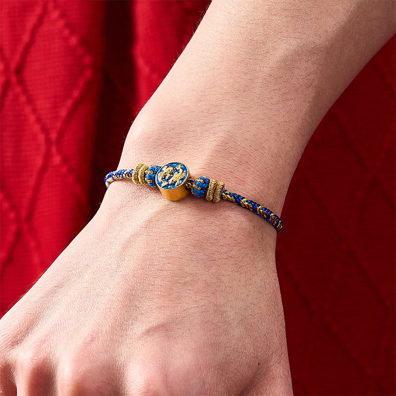 Buddha Stones Handgewebtes Armband aus doppeltem goldenem Koi-Fisch-Seil - image 10