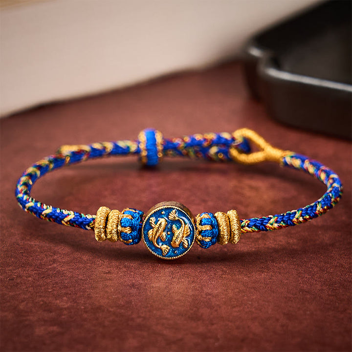 Buddha Stones Handgewebtes Armband aus doppeltem goldenem Koi-Fisch-Seil - image 13