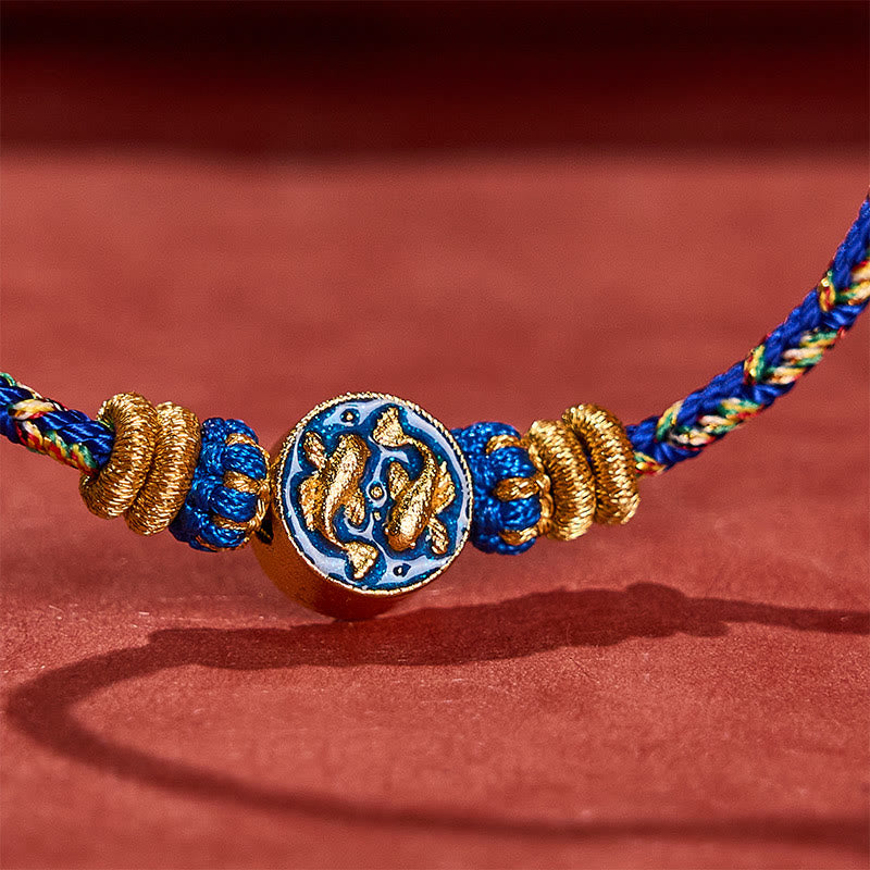 Buddha Stones Handgewebtes Armband aus doppeltem goldenem Koi-Fisch-Seil - image 11