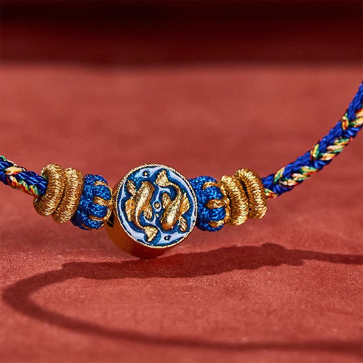 Buddha Stones Handgewebtes Armband aus doppeltem goldenem Koi-Fisch-Seil - image 11