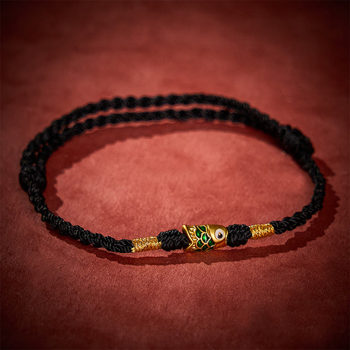 Buddha Stones Handgewebtes Koi-Fisch-Erfolgsseilarmband - Schwarz (Handgelenkumfang: 14–19 cm) - image 9