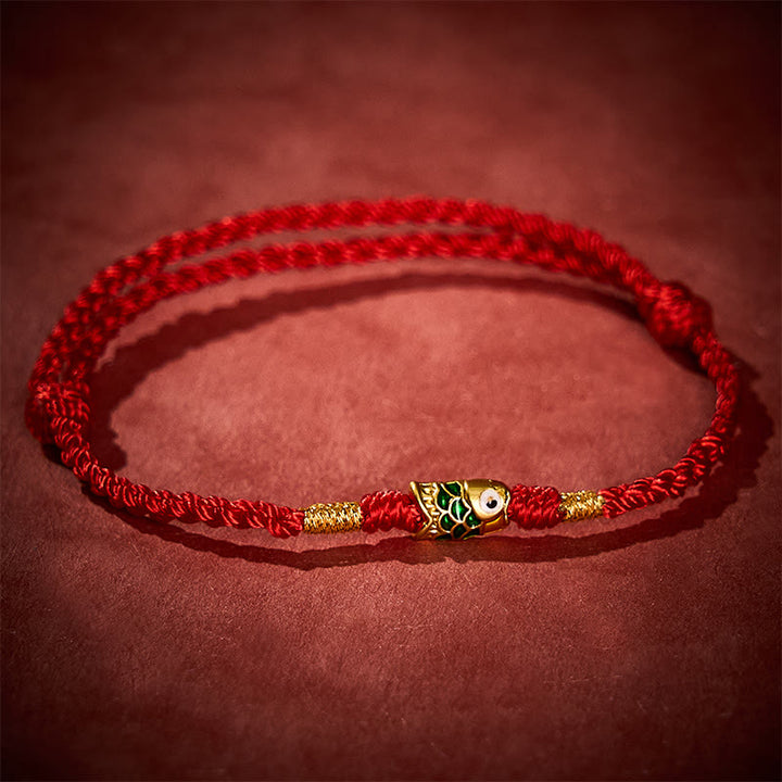 Buddha Stones Handgewebtes Koi-Fisch-Erfolgsseilarmband - Rot (Handgelenkumfang: 14-19 cm) - image 0