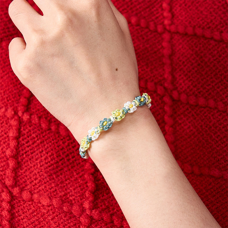 Buddha Stones Handgewebtes Armband aus pastellfarbenem Gänseblümchen-Farbverlauf - image 5