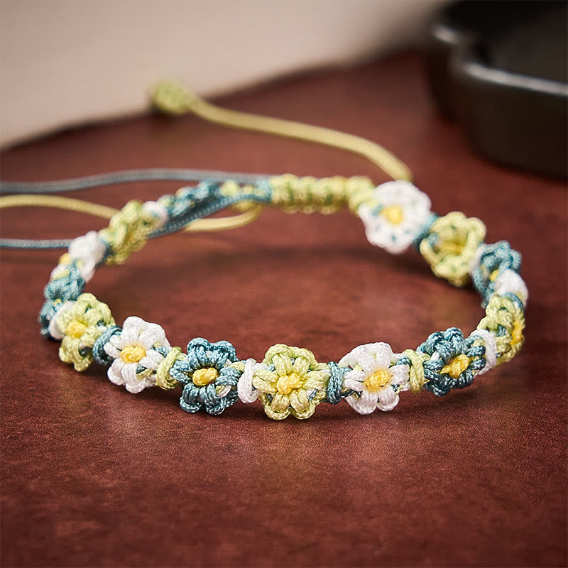 Buddha Stones Handgewebtes Armband aus pastellfarbenem Gänseblümchen-Farbverlauf - Grün (Handgelenkumfang: 14–17 cm) - image 0