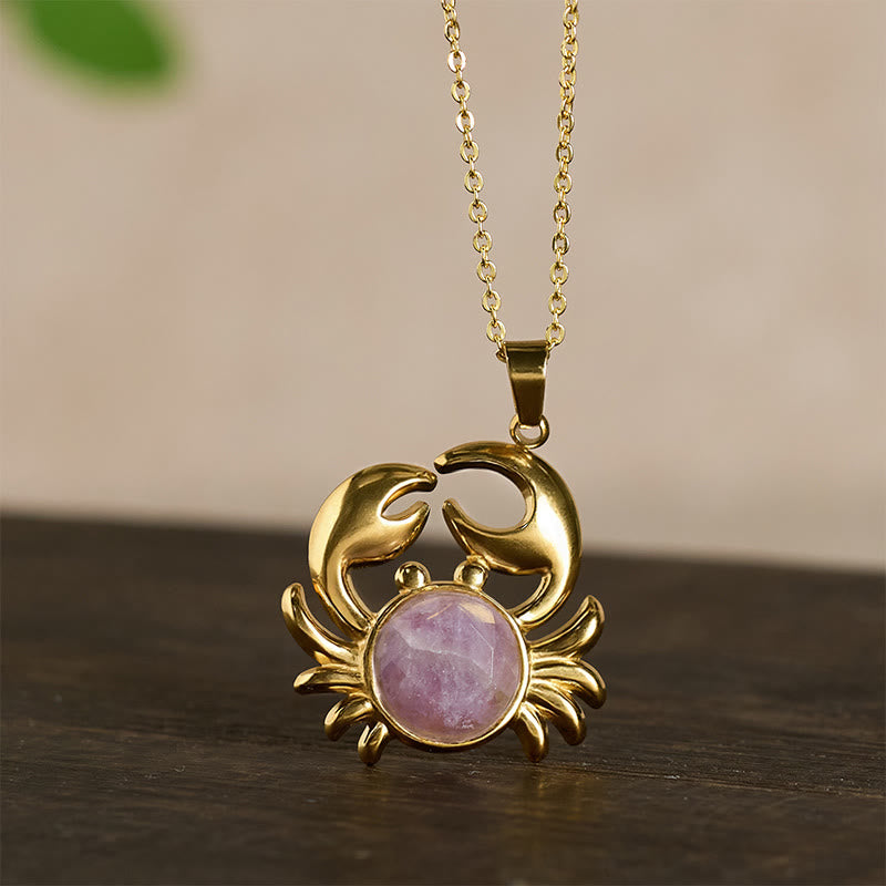 Buddha Stones Vergoldete Amethyst-Krabben-Halskette für inneren Frieden - image 4