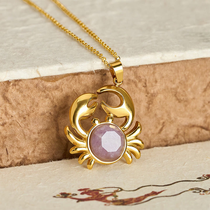 Buddha Stones Vergoldete Amethyst-Krabben-Halskette für inneren Frieden - image 3